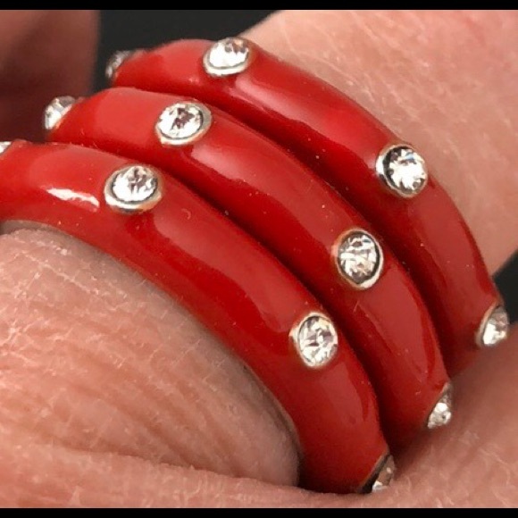 STACKABLE RINGS IN ENAMEL W/RHINESTONES - Picture 4 of 8